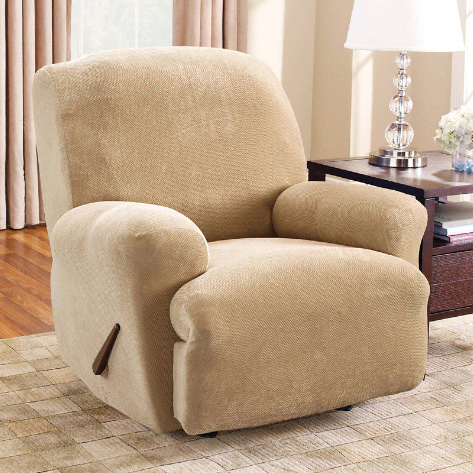 Olive Spandex Pique Stretch Form Fit Recliner Chair Lazy Boy Cover Slipcover 
