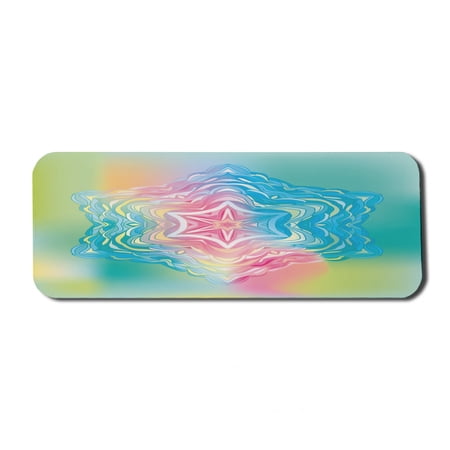 Mandala Computer Mouse Pad  Psychedelic Liquid Design Digital Floral in Soft Colors Illustration  Rectangle Non-Slip Rubber Mousepad Large  31  x 12  Gaming Size  Blue Pink  by Ambesonne