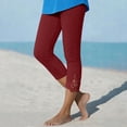 thumbnail image 4 of HomeDM Leggings for Women Lace Trim Bottom High Waisted Wine Workout Athletic Running Yoga Capri Pants Size L, 4 of 8