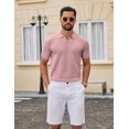 thumbnail image 3 of COOFANDY Mens Knit Polo Shirts Striped Textured Polo Shirt Lightweight Dress Polo Shirts Collared Golf T Shirt, 3 of 7