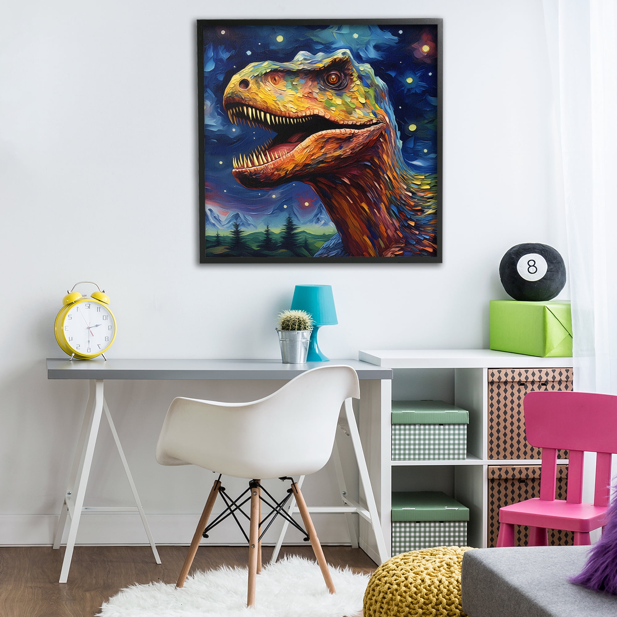 Stupell Industries Starry Sky Dinosaur Black Framed Giclee Art, design by Creative Studio