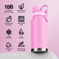 thumbnail image 6 of ThermoProof 32 oz Pink Double-Walled Stainless Steel Water Bottle, Vacuum Insulated, Leakproof, Dishwasher Safe, 6 of 11