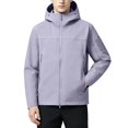 thumbnail image 3 of Sevevn Men Softshell Jacket Full Zip Up Hooded Regular Fit Water Resistant Stretch Fabric Side Zip Pockets Arm Zip Pocket Hook Loop Patch For Hiking Wear, 3 of 7