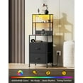 thumbnail image 4 of Nightstand Set of 2 with Charging Station, LED Night Stand Sets with 2 Drawers and 4 Storage Open Shelves, Fabric Dressers for Bedroom, Black, 4 of 14