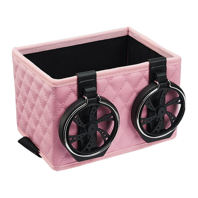 Caja de almacenamiento para coche, caja de pañuelos colgante multifuncional, soporte para vaso de agua, organizador de asiento, caja de papel para Rosado Macarena Almacenamiento de reposabrazos de coche