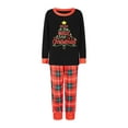 thumbnail image 2 of Christmas Family Pajamas Matching Set Letter Print Long Sleeve Tops and Plaid Pants Loungewear Soft Sleepwear, 2 of 10