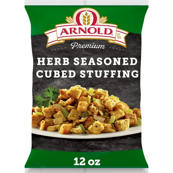 Arnold Premium Herb Seasoned Cubed Bread Stuffing, 12 oz, Turkey Stuffing Mix, Bag