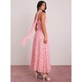thumbnail image 2 of Pink Polka Dot Sleeveless Cinched Waist Maxi Dress With Choker Detail For Women, 2 of 6