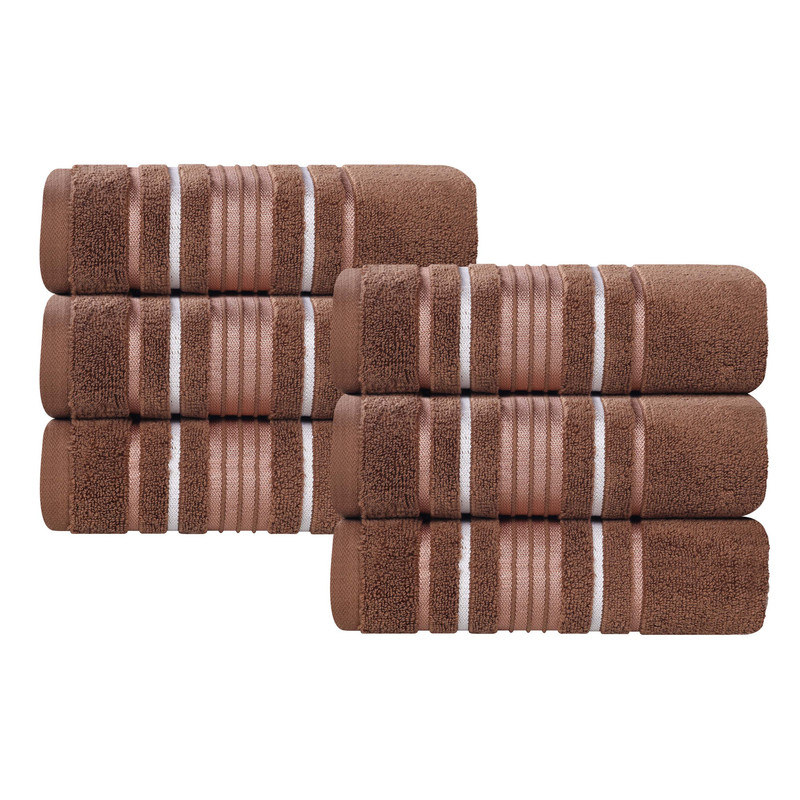 Superior Sadie Zero Twist Cotton Solid Hand Towel, Set of 6, Chocolate