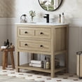 thumbnail image 2 of DELUXE LIVING 30" Bathroom Vanities with Sink Top, Adjustable Feet & Soft Closing Drawers, Light Oak, 2 of 9