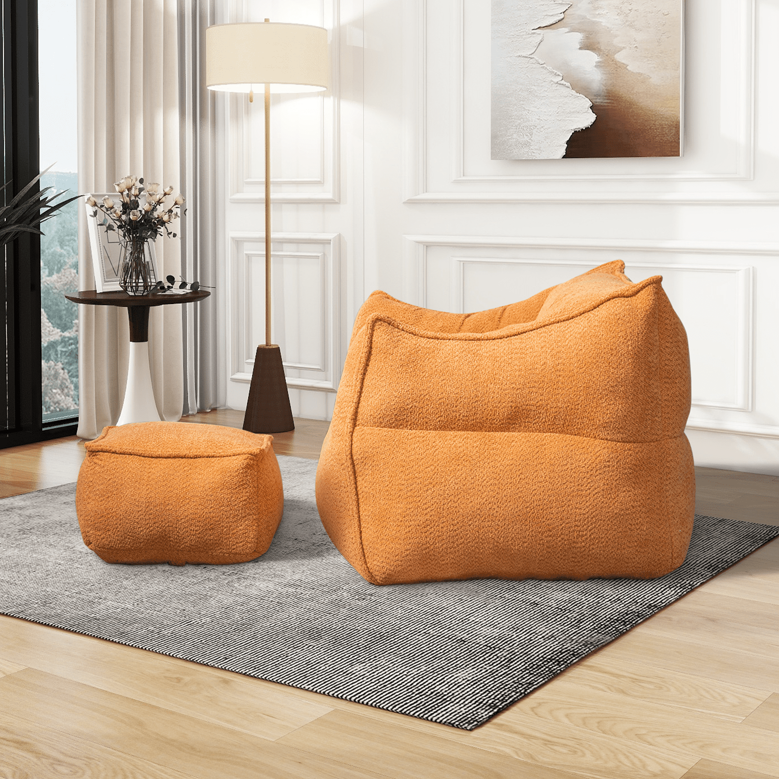 Bean Bag Chair Lazy Sofa/Footstool Durable Comfort Lounger High Back Bean Bag Chair Couch for Adults and Kids, Indoor & Outdoor