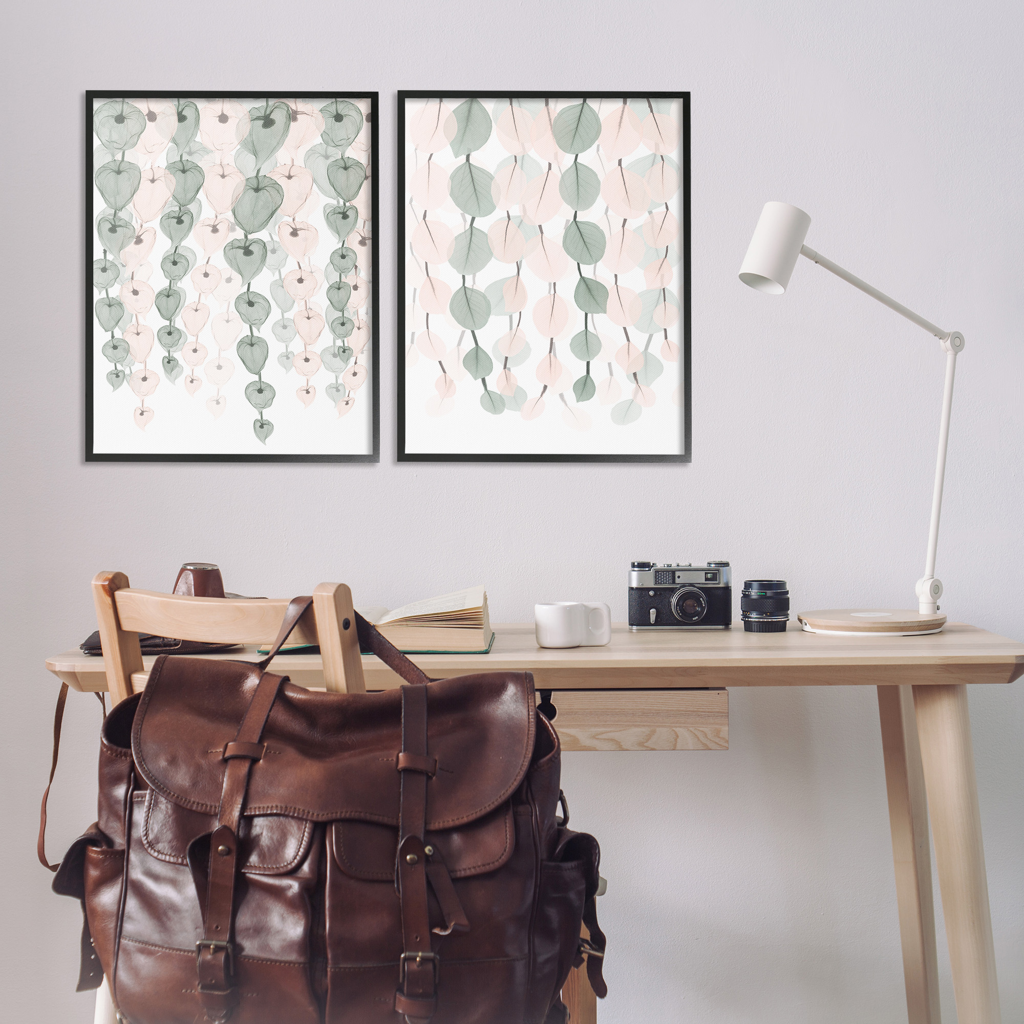 Stupell Industries Translucent Hanging Vines Foliage Botanical & Floral Photography Black Framed Art Print Wall Art, 24 x 30, Set of 2