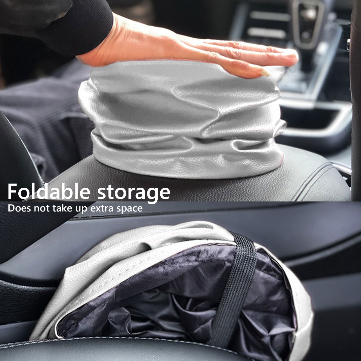 Atopoler Car Trash Can Keep Clean and Neat PU Leather Car Trash Organizer  Waterproof and Collapsible Garbage Storage Bag with Elastic Strap Car  Dustbin for Car Seats Door Handles 