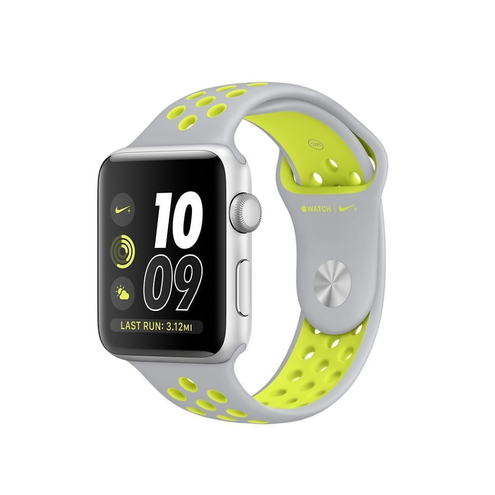 Restored Watch Nike+ Series 2 38mm Apple Silver Aluminum Case Silver/Volt Nike Sport Band MNYP2LL/A (Refurbished)