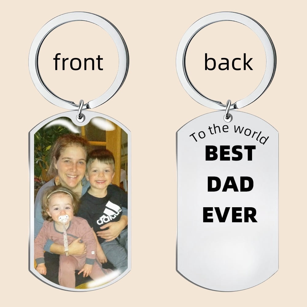 EUEAVAN Steel Custom Photo Couple Keychain Personalized Cat Dog ID tag Pendant Key chain Customized Engraved Photo Gift