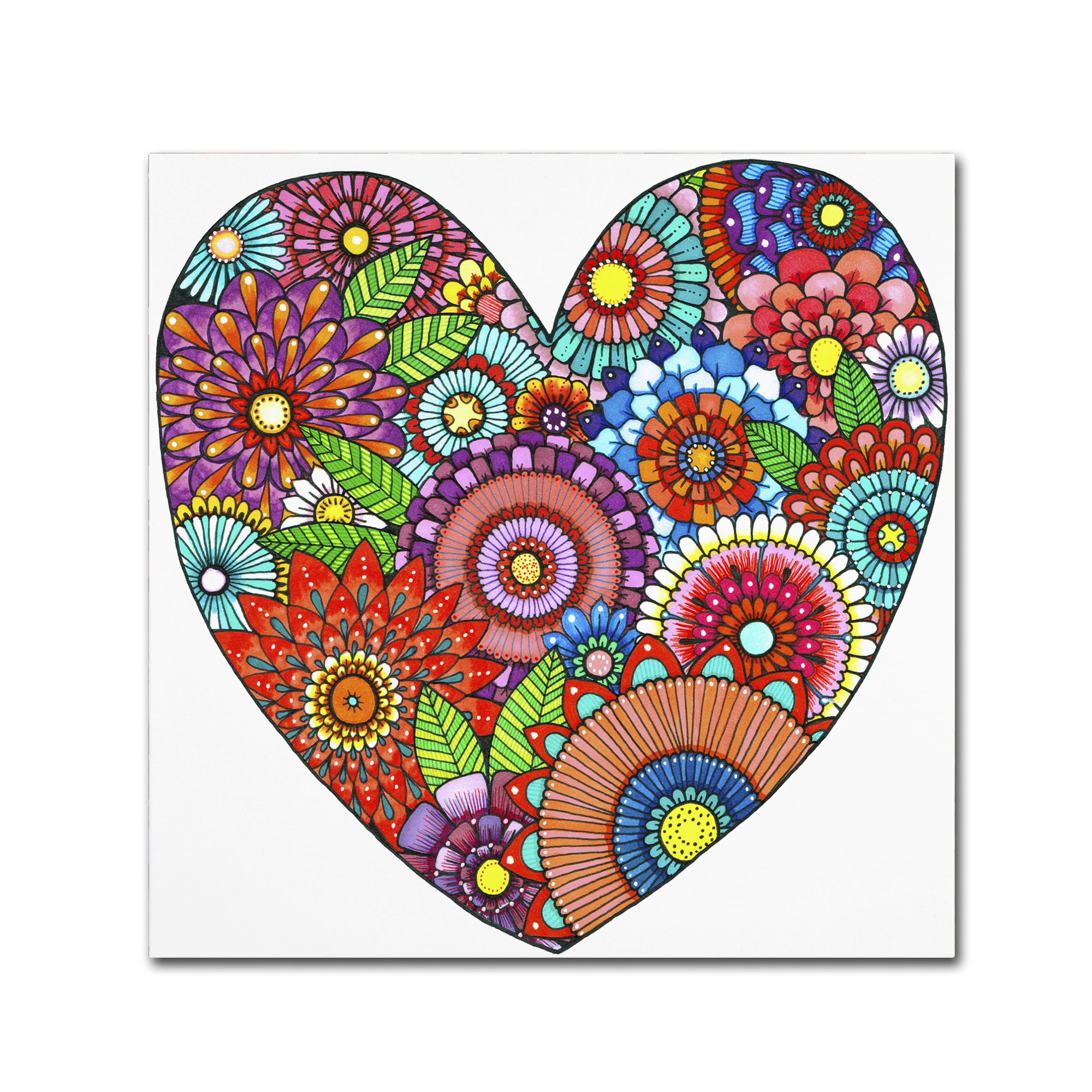 Trademark Fine Art "Floral Heart" Canvas Art by Hello Angel
