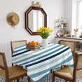 thumbnail image 3 of Teal Blue Stripe Table Cloth Waterproof Tablecloths, Ombre Geometric Aqua Vertical Striped Tablecloth Dining Table Cover for Kitchen Party Tabletop Outdoor, Square Tablecloth 60x60 Inch, 3 of 9