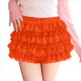 thumbnail image 2 of Pantalones Bombachos de Encaje Multicapa Y2K para Mujer, Pantalones Cortos con Volantes, Pantalones Cortos de Calabaza, Enaguas Dulces con Cintura Elástica. Naranja Rojo M, 2 of 7