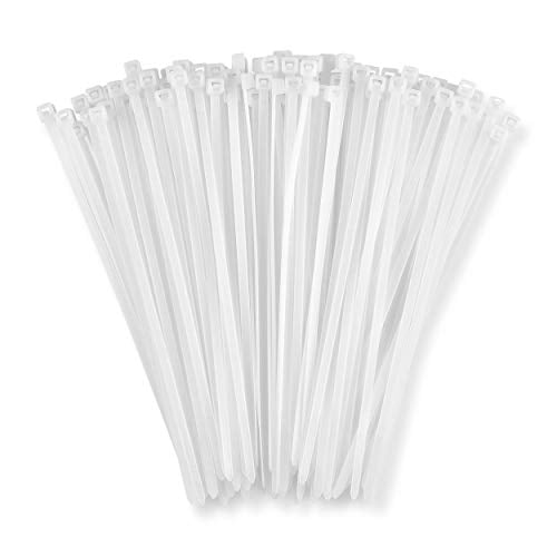 Zip Ties 6" (100 Pack), 40lb Strength White Nylon Cable Wire Ties, By