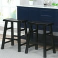 thumbnail image 2 of eHemco Heavy-Duty Solid Wood Saddle Seat Kitchen Counter Height Barstools, 24 Inches, Black, Set of 2, 2 of 6