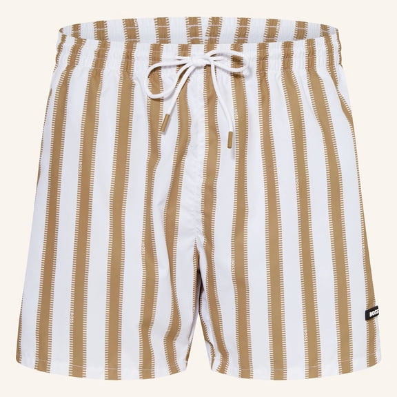 Hugo Boss Men's Pirahna Striped Swim Trunks, Natural, Large