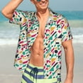 thumbnail image 7 of Sikiie Colorful Spots Print Men's Hawaiian Shirt, Summer Beach Button Pocket Short Sleeve T-Shirt,Medium, 7 of 7