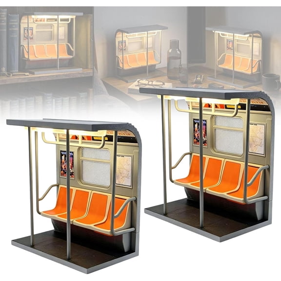 Retro Subway Train Lamp, 3D Printed Mini Vintage New York Subway Night Light with Warm LED Ambient Lighting, Aesthetic Desk Decor, Unique Gift for Train Enthusiasts