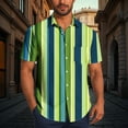 thumbnail image 2 of Ashirexll Button up Shirt Men, Big and Tall Shirts for Men, Plus Size Fashion Turndown Collar Striped Printed Short Sleeve Button Shirt Blouse, 2 of 6