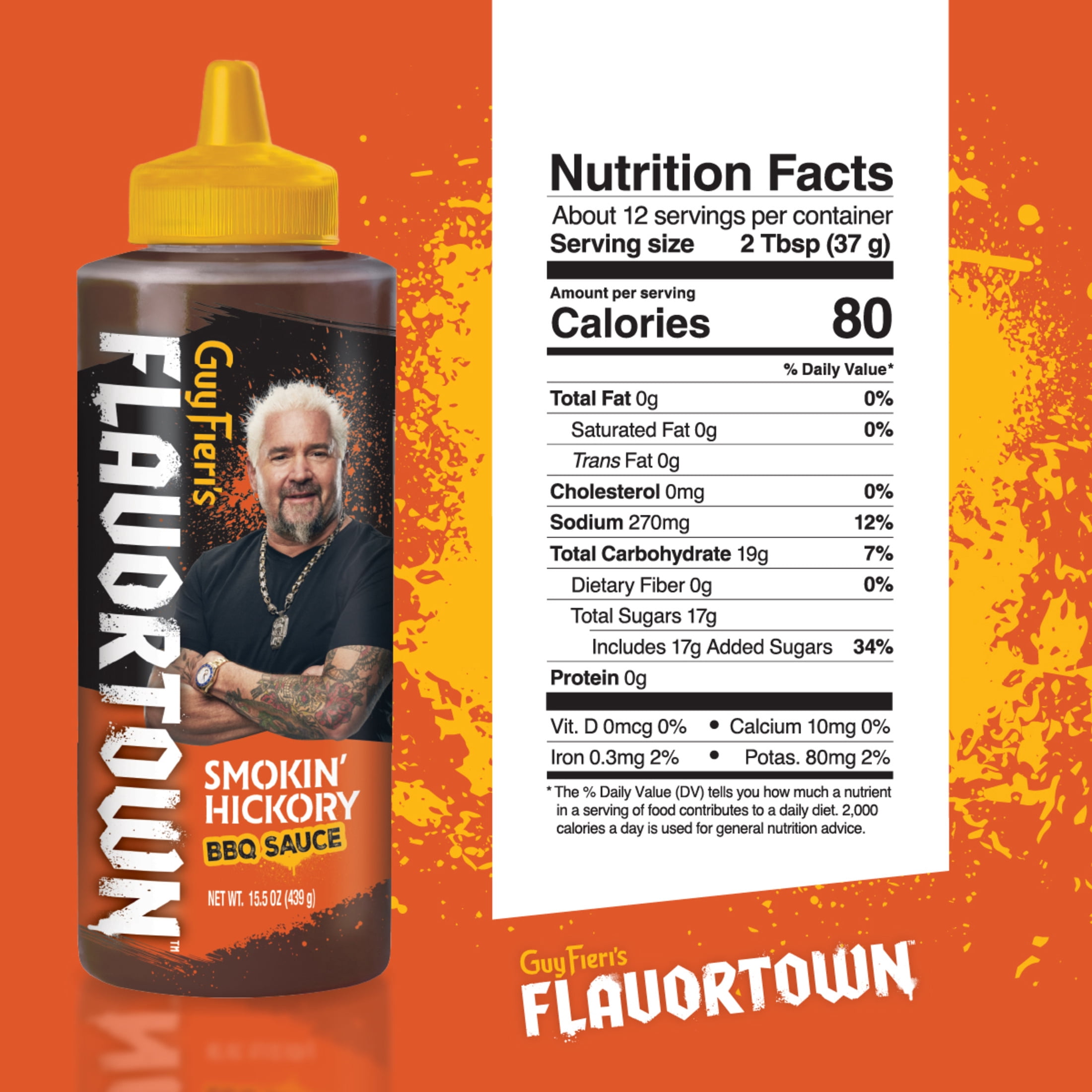 (3 pack) Guy Fieri Flavortown Smokin' Hickory Grilling Sauce, Sweet BBQ Glaze for Brisket Ribs and Pulled Pork, 15.5 oz