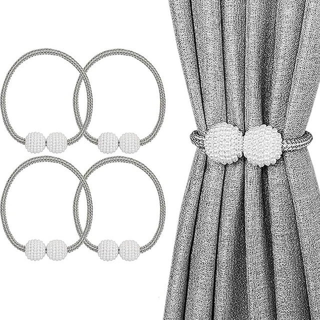 4 Pack Embrasses de Rideau Magnétique, Attaches de Rideau Magnétiques pour Décoration de Fenêtre Maison Bureau Hôtel (Gris)