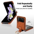 thumbnail image 2 of Allytechgroup Galaxy Flip 4 Case with Ring Holder Stand, Premium PU Leather Stylish Shockproof Anti-Scratch Portable Phone Case Cover for Samsung Galaxy Z Flip 4, Brown, 2 of 9