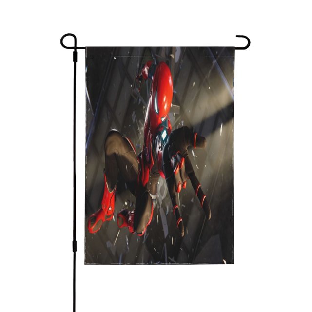 Bandera de jardín de temporada de Spider-Man, bandera de doble cara, bandera navideña para decoración navideña al aire libre.