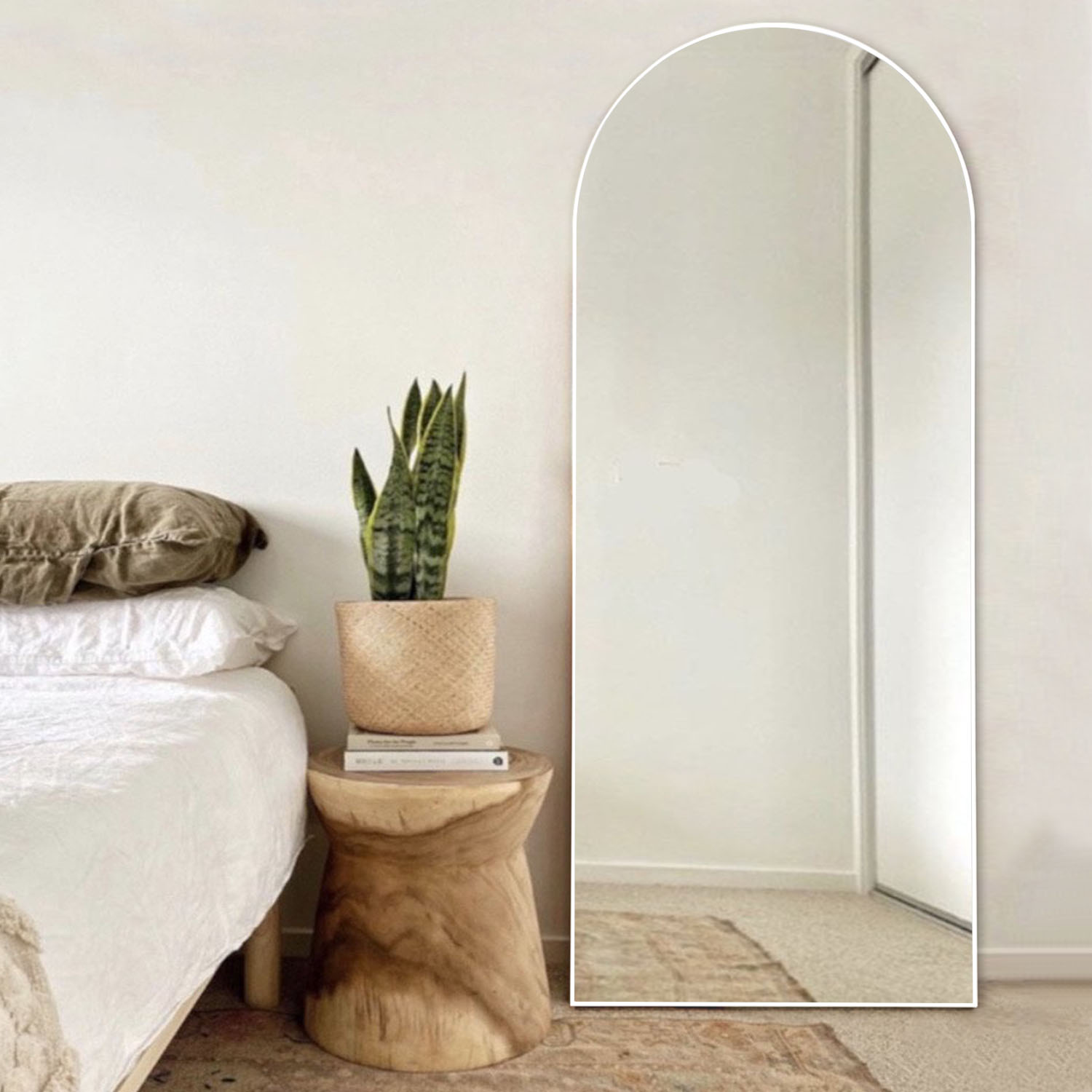 64"x21" Modern Arched Full Length Mirror Floor Mirror Full Mirror with Bracket,White
