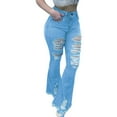 thumbnail image 2 of Vedolay Womens Jeans High Waisted Baggy Bell Bottom Jeans Denim Flare Jeans Light Blue,L, 2 of 5