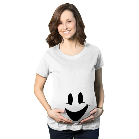 Maternity Smiling Ghost Belly T Shirt Funny Halloween Pregnancy Tee