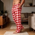 thumbnail image 6 of Mifsaly Men's Pajama Pants Plaid Lounge Sleep Pants with Pockets Drawstring Elastic Waist Relaxed Fit Sleepwear Bottoms Watermelon Red,XL, 6 of 9