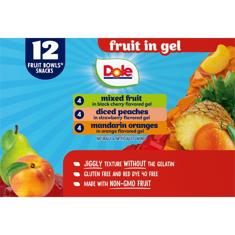 Dole Fruit Bowls Peaches, Mandarins & Mixed Fruit in Gel, 4.3 oz