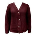 thumbnail image 4 of Women'S Cardigan Sweaters Knitted Button Down Lightweight Red Cardigan Comfort Colors Fall Clothes Clothes for Women, 4 of 4