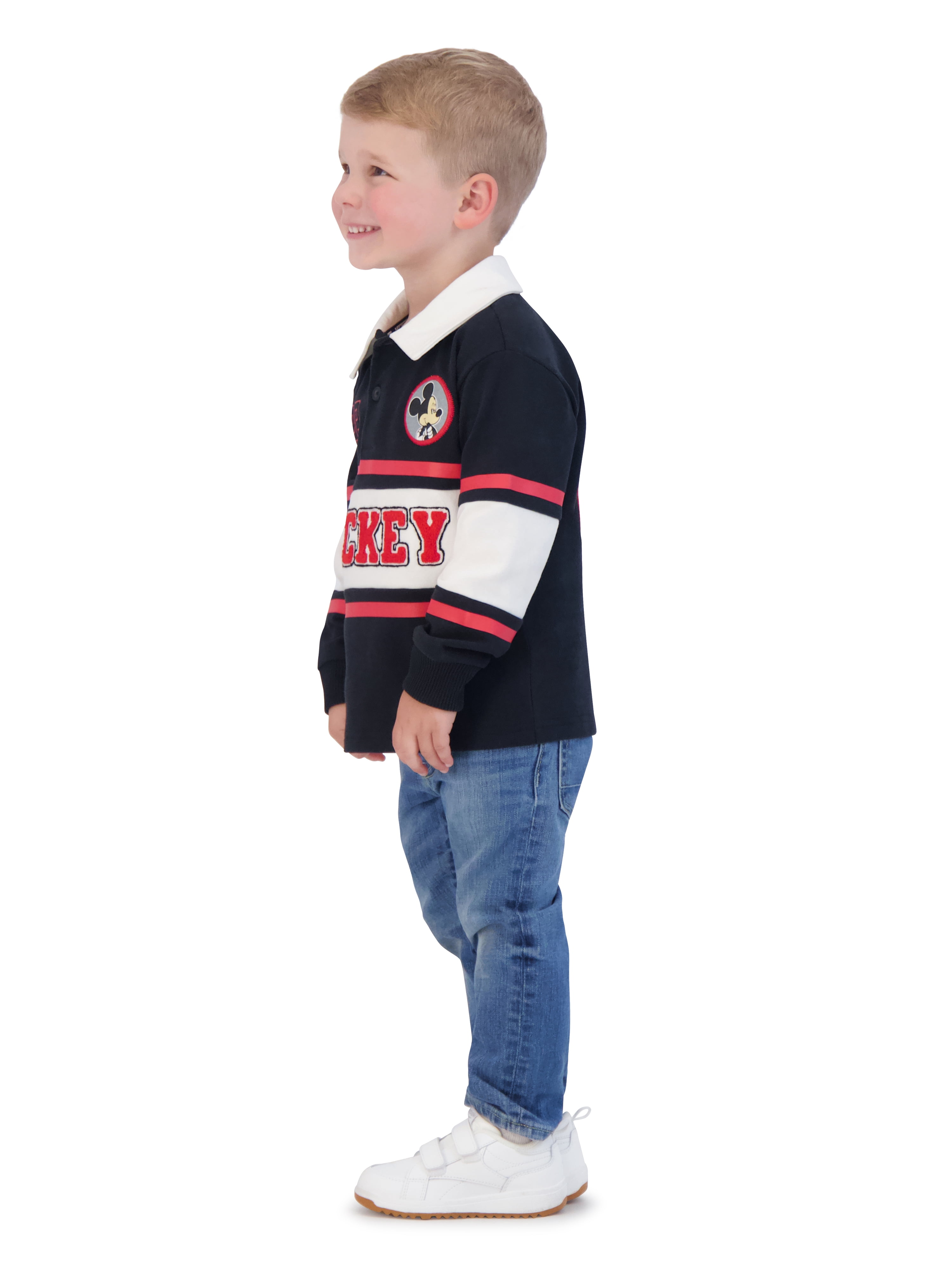 Mickey Mouse Toddler Boy Long Sleeve Polo Shirt, Sizes 12 Months - 5T