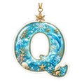 thumbnail image 2 of AZXY Christmas Winter Seaside Alphabet Tree Hanging Decor, Blue Wave Shell Letter Acrylic Suncatcher, Home Christmas Decorations, Custom Initial Holiday Pendant for Front Door Garland Mantel, Q, 2 of 7