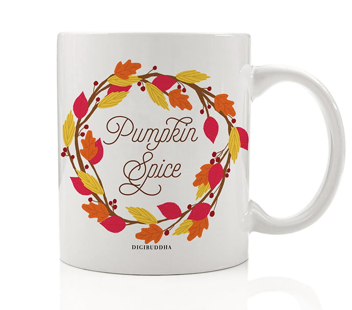 Spice Up Your Life Coffee Mug Autumn Pumpkin Gift Idea Cute Seasonal Flavors Colors Birthday Halloween Thanksgiving Present Family Friend Office Coworker 11oz Ceramic Tea Cup by Digibuddha DM0365