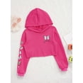 thumbnail image 3 of TiaoBug Kids Girls Teens Hooded Cropped Long Sleeve Sweatshirt Pullover Causal Loose Blouse Shirt Tops Rose 16, 3 of 7