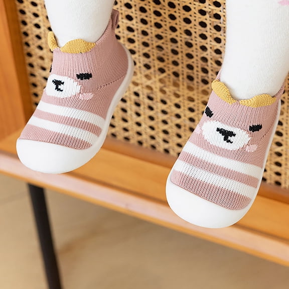 LIUYUNNN Cartoon Animal Baby Walking Shoes Knitted Breathable Lightweight Soft Sole Non And Drop Proof Baby Shoes Sneaker High Top, Size 3-3.5 Years