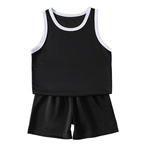 Boys Outfits Mesh Athletic Solid Print Sleeveless Crew Neck Tank Top And Shorts 2 Piece Casual Boys' Clothing Sets Size 2-3 Years