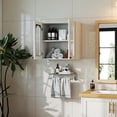 thumbnail image 5 of Youmumeub Wall-Mounted White Arched Glass Cabinet — 24 in Space-Saving Floating Storage for Kitchen Bathroom Hallway, Fixed Interior Shelves, 15mm Particle Board with Melamine Finish, 5 of 17
