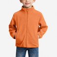 thumbnail image 2 of DJDLJWCJ Boys Windbreaker Jacket Solid Color Winter Warm Polar Fleece Coat Full Zipper Jacket Orange Size 11, 2 of 4