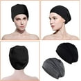thumbnail image 2 of 2 Pack Sleep Cap, Satin Bonnet Silk Hair Bonnet, Night Cap Slouchy Breathable Headwear Curly Hair Satin Lined Beanie Chemo Cap Silk Lined Hat for Men/Women(Black, Grey), 2 of 5