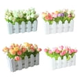 thumbnail image 3 of 1 Set White Wooden Fence Artificial Flower Floral Holder Home Garden Decor, 3 of 7