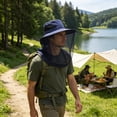 thumbnail image 4 of Mesh Sun Hat Mosquito Protection Fishing Cap Outdoor Hiking Hat Breathable Foldable for Men Women with Removable Face Flap(Blue), 4 of 7