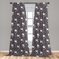 thumbnail image 4 of Ambesonne Grey Design Curtains, Cats in Dresses Cartoon, Pair of 28"x63", Dark Coral and White, 4 of 4
